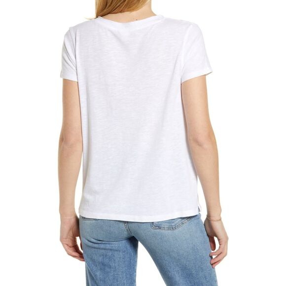 Caslon NWT V Neck Short Sleeve Pocket T Shirt Custom Cut White Size XXSmall New - Picture 2 of 9